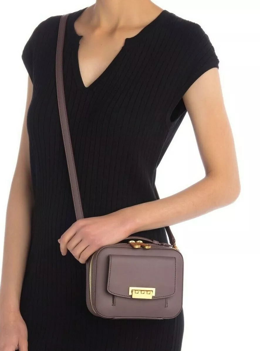 $395 NWT ZAC POSEN EARTHETTE MINI BOX LEATHER CROSSBODY BAG FRENCH ROAST