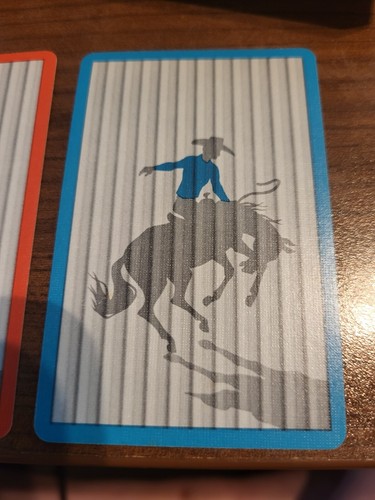Coppia di carte da gioco vintage Lord Baltimore Bucking Bronco finitura lino - Foto 5 di 5