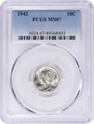 1942 Mercury Silver Dime MS67 PCGS