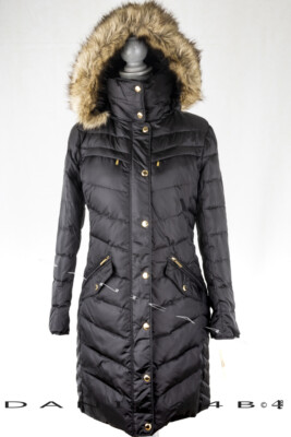 Michael Kors Women's Faux Fur Trim Hooded Quilted Down Puffer Coat
