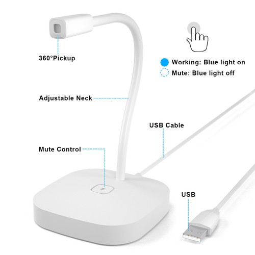 Desktop Microphone USB Wired Microphone 360 Degrees I6Q0 - Picture 3 of 11
