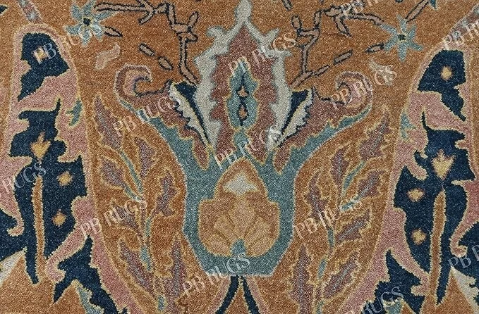 Ikat brown Handmade Tufted Woolen Area Rug & Carpet - Image 4 of 4