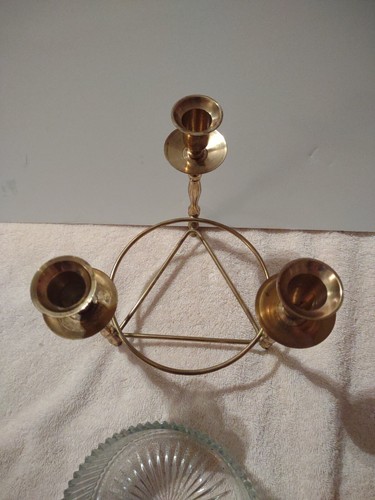 Brass Candle Holder Glass Hollywood Regency Retro Candy Dish Vtg - Picture 4 of 4