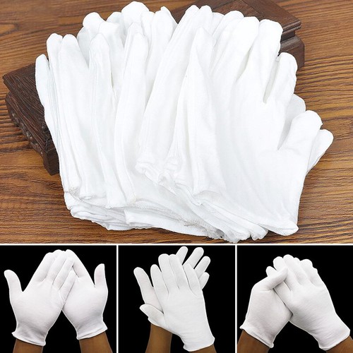 1 Pair White Cotton Soft Gloves Men Women Work Gloves Mittens Waiters Gloves - Picture 7 of 22