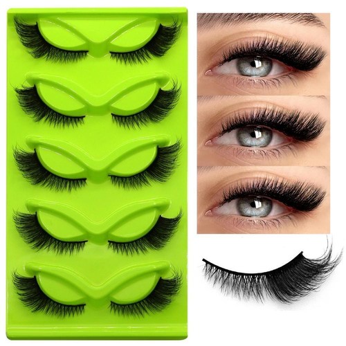 5 Pairs Cat Eye Lashes Faux Mink Eyelashes Winged End Elongated Eye New S2I7 - Foto 4 di 32