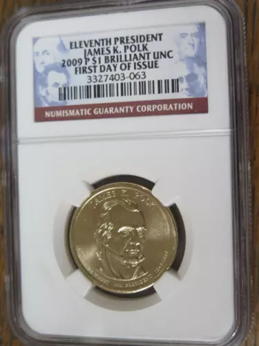 2009 P James K. Polk Presidential Dollar NGC graded Brilliant Uncirculated 063