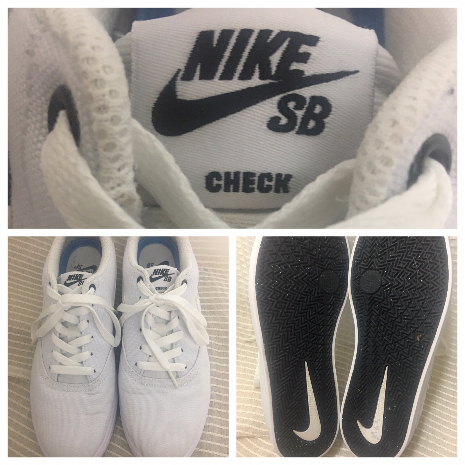 SAOLA Scarpe da ginnastica Nike SB Check in tela bianca 921463 110 da donna taglia 9 5 EUR 41