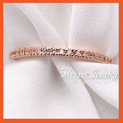 18K Gold Filled Eternity Band Ring With Simulated Diamonds - Anniversary & Wedding Band
