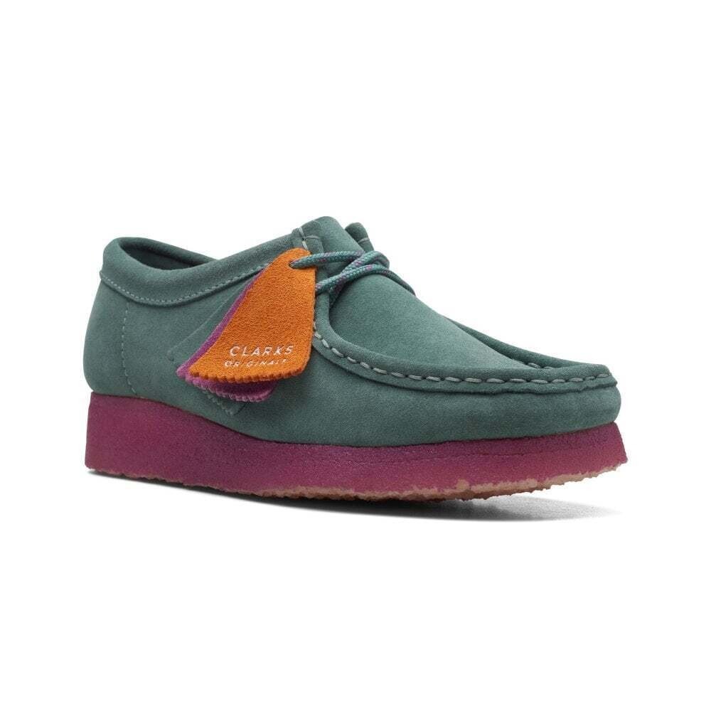 Clarks Originals Ladies WALLABEE Teal Combination Suede Shoes Size UK4D/37