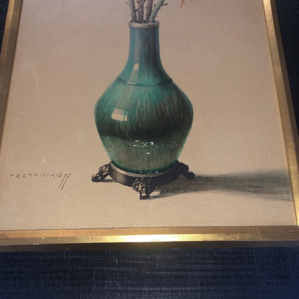 Impresión artística enmarcada vintage de crisantemos originales de los años 60 de Vladimir Tretchikoff Foto 4 de 4