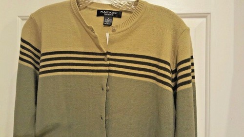RAFAEL Sport Women's CARDIGAN Sweater Olive & Camel Size Small - Size S NWT - Picture 2 of 7