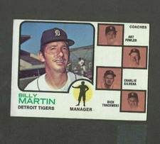 1973 TOPPS MANAGER BILLY MARTIN #323 DETROIT TIGERS  (FREE SHIPPING)