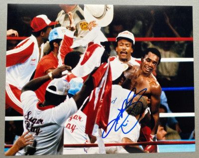 SUGAR RAY LEONARD Weltmeister Boxen original signed Foto 28x36 Autogramm