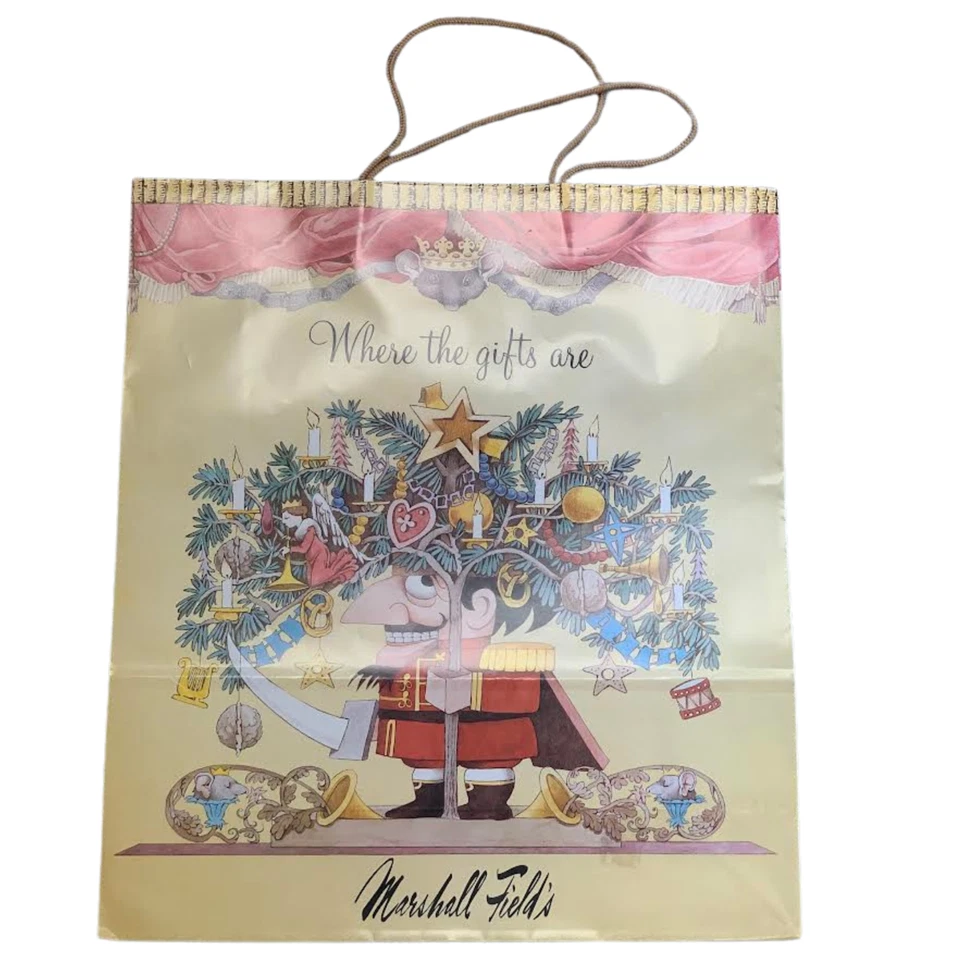 Marshall Field's Shopping Gift Bag Christmas Stripe Art Music Bear 80's 90 Set 8 - Image 2 of 4