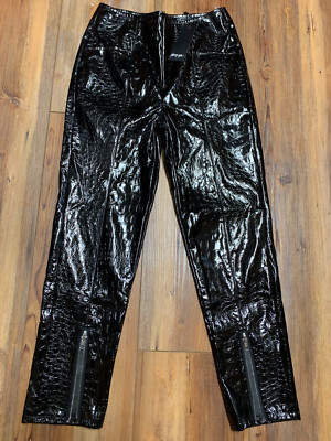 NASTY GAL  CROC EFFECT SKINNY zippers black women Pants  Size 2