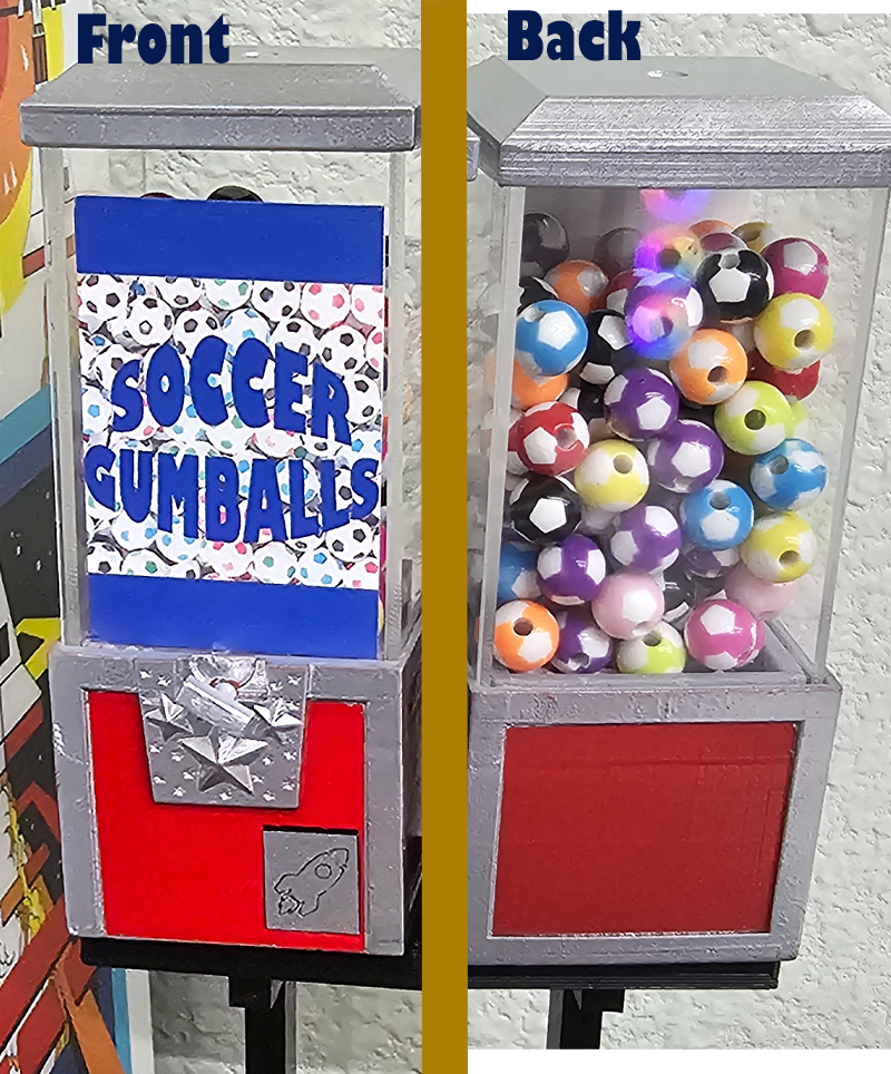 3DTrekker 1:6 Scale Gumball & Prize Machine – For 12-Inch Figures, Replicade, Barbie – Miniature Arcade Prop