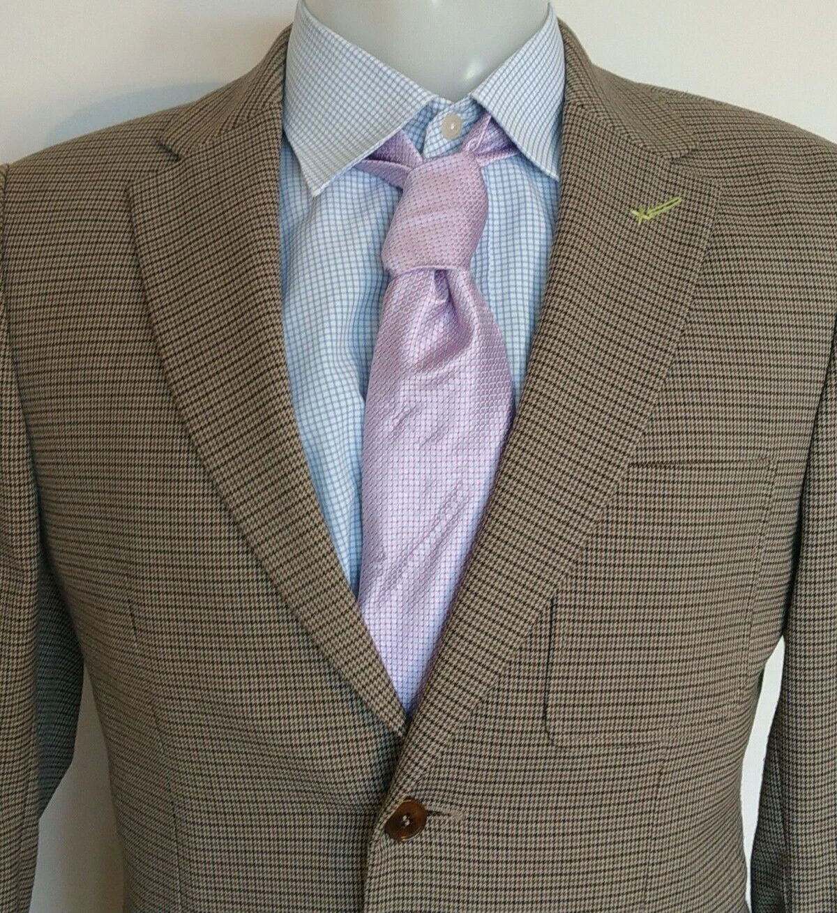 CIRCLE OF GENTLEMEN ZAVERY LOW BROWN/BLACK CHECK BLAZER JACKET SIZE EU46 UK 36