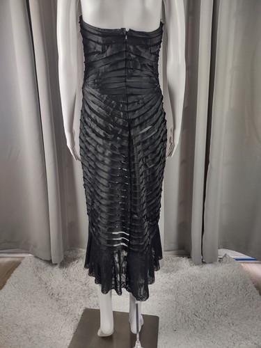 JS Collection Black Strapless Ruched Bodycon Midi Dress – Size Small (EST) - Picture 5 of 12