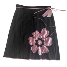 NWT VTG Heart Soul Women's Size L Skirt A-Line Black Flower Embroidered Y2K 00's