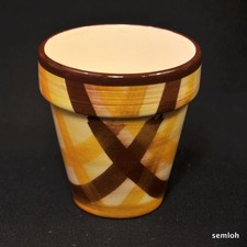 Vernon Kilns Vernonware Flower Pot Plaid Organdie 3" Made in USA No Underplate