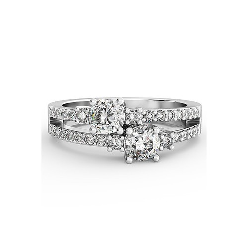 2.74 CT H SI1 Round Natural Certified Diamonds 18K Gold Classic Two Stone Ring - Picture 10 of 24