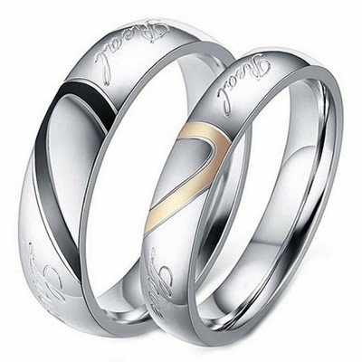 Stainless Steel Real Love Heart Couples Promise Engagement