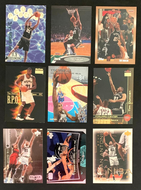 Tim Duncan 9 Card Lot 8 Base Cards 1 Insert San Antonio Spurs HOF