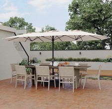 15ft Large Double Sided Patio Outdoor Umbrella With Crank For Backyard Pool Lawn