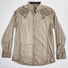 ROAR Mens XL Western Style Button Up w/Pear snap Long Sleeve Embroidered 0291