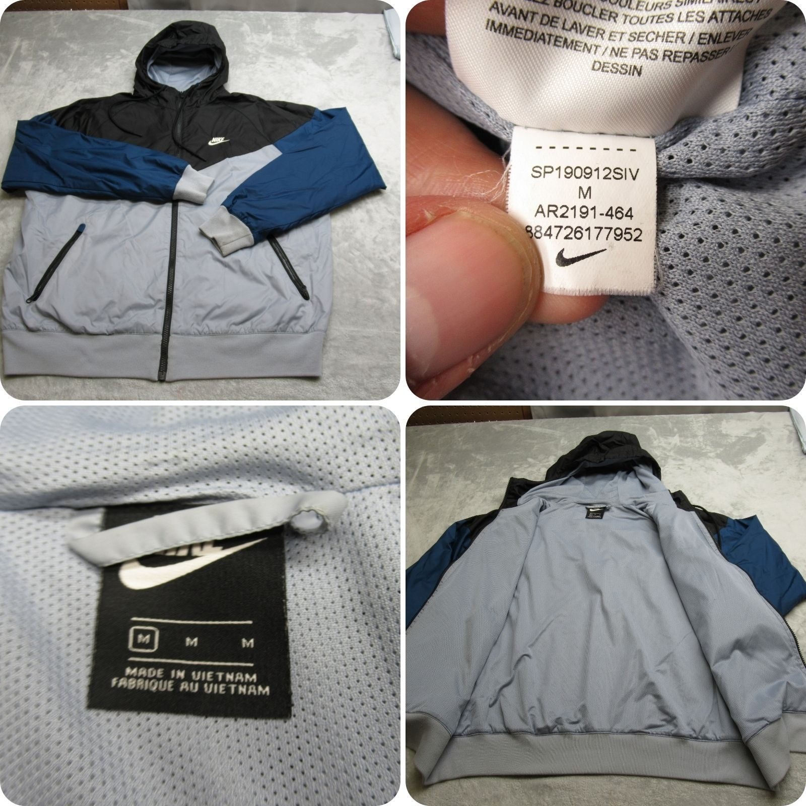 SACAI X NIKE Nike Windrunner Giacca Uomo Grigio Medio Nero Con Cappuccio Imballabile Leggero Vento