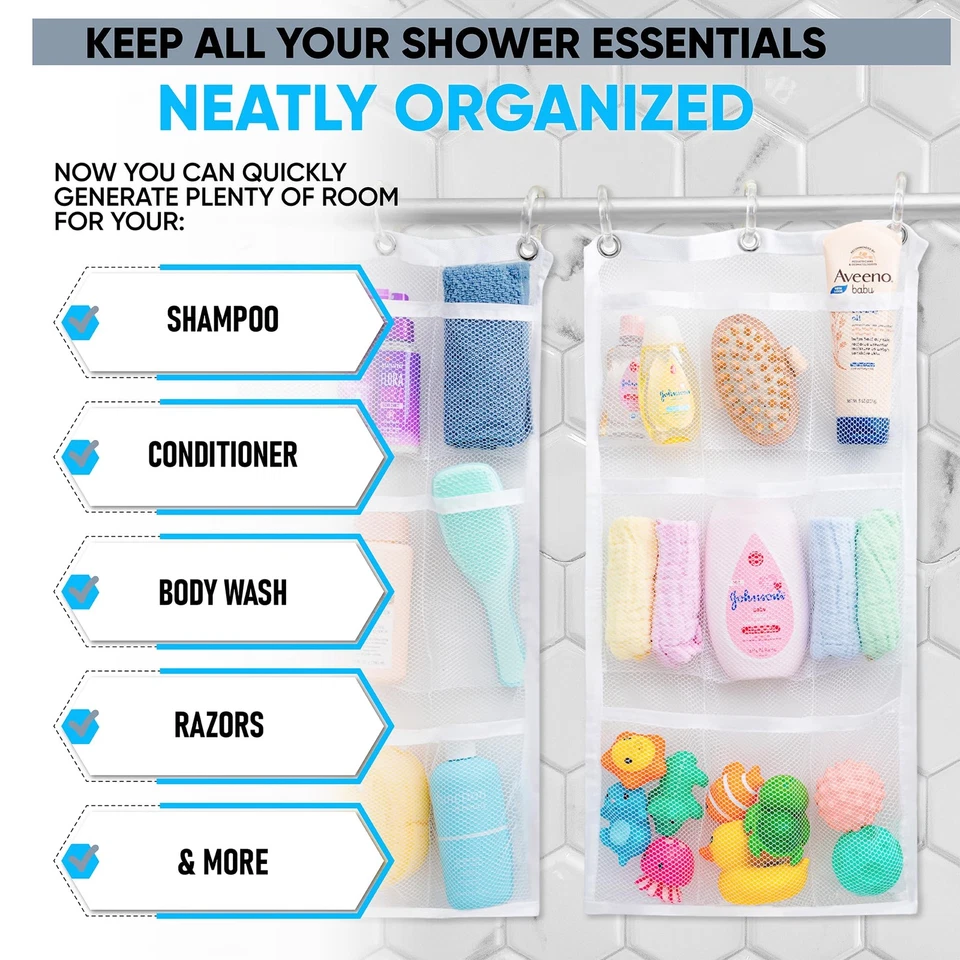 Organizador de baño cortina de ducha -9 bolsillos - perfecto para organizar murciélago en casa... Foto 3 de 4