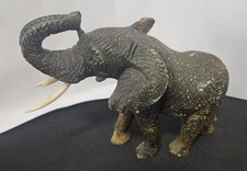 Vintage African Elephant Textured Skin 6” Stone  Realistic Gray Trunk Up