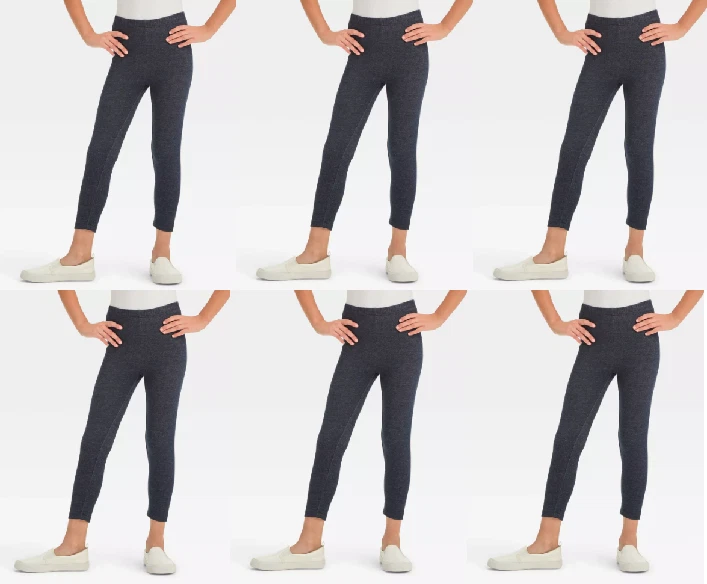 Girls' Capri Leggings - Cat Jack Blue S: Skinny Leg, French Terry x 6 WHOLESALE