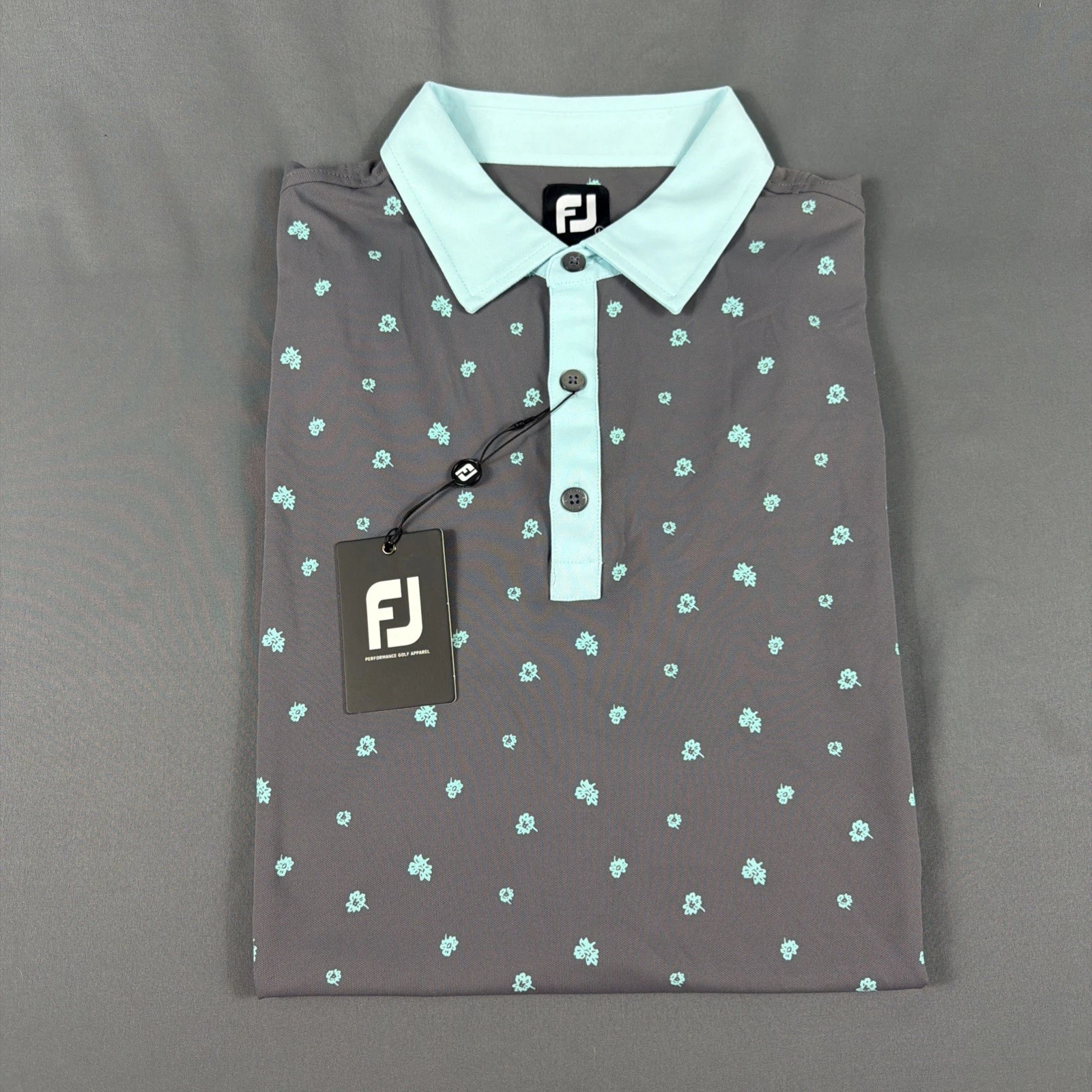 FootJoy Golf Shirt Polo Sleeve Logo Floral Print Large Gray Polyester MSRP $95
Opens in a new window