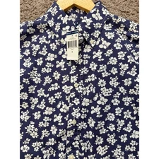 Ralph Lauren Floral Button-Up Shirt Women's Size 8 Blue White Flowers