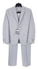 Alfani Mens Slim Fit 2 Piece Suit 38S 30x30 Light Grey Plaid Stretch Tech NWT