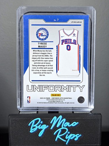 2023-24 Panini Contenders Optic Tyrese Maxey Uniformity #7 Argento! - Foto 2 di 2