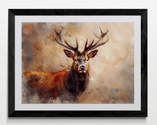 Stag Deer Framed Canvas Picture Poster Print Wall Art