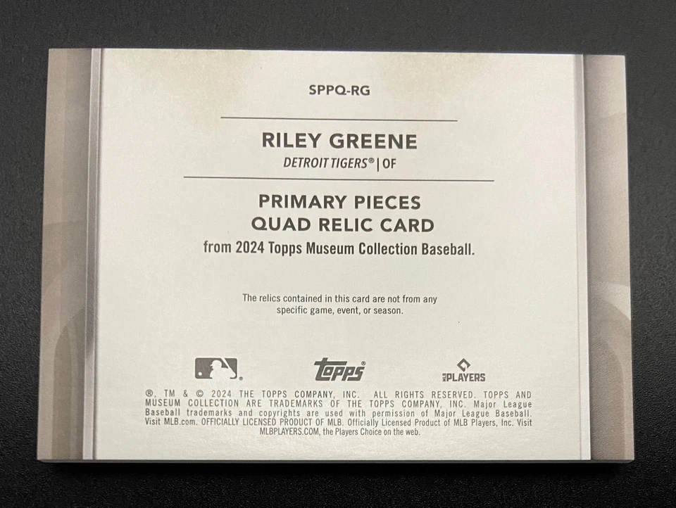 RILEY GREEN - 2024 Topps Museum Collection GAME USED QUAD JERSEY #d 90/99 - Image 4 of 4