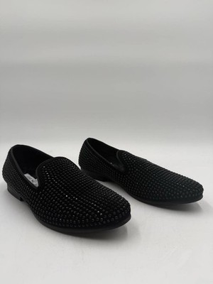 Steve Madden Caviar Black Bedazzled Rhinestone Loafers Size 9.5US Men New In Box