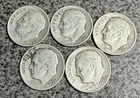 LOT OF 5 - 1952 D ROOSEVELT DIMES 90% SILVER