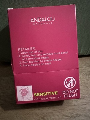 Andalou Naturals Instant Soothe and Smooth Hydro Serum Facial Mask  6pcs