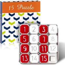 4 Pack Metal Number Slide 15 Puzzle Red and White Number Sliding Puzzle Educatio