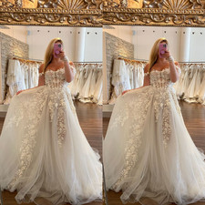Elegant Wedding Dresses Lace Appliques Off The Shoulder A Line Bridal Gowns