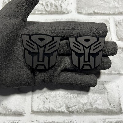 Fender Badges 2x Autobot Transformer Mask Car Emblem Matte Black Badge Decal 2in