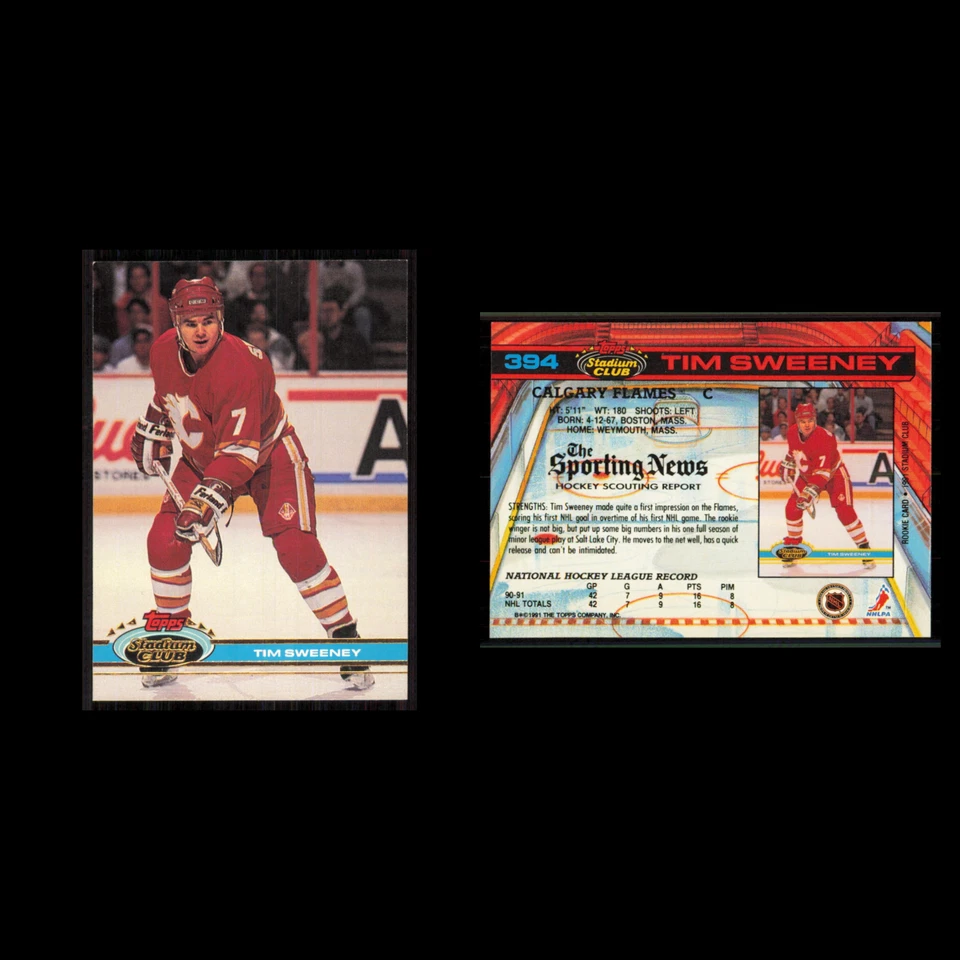 Tim Sweeney #394 1991 Topps Stadium Club Calgary Flames Hockey Card NHL NM - Image 3 of 3
