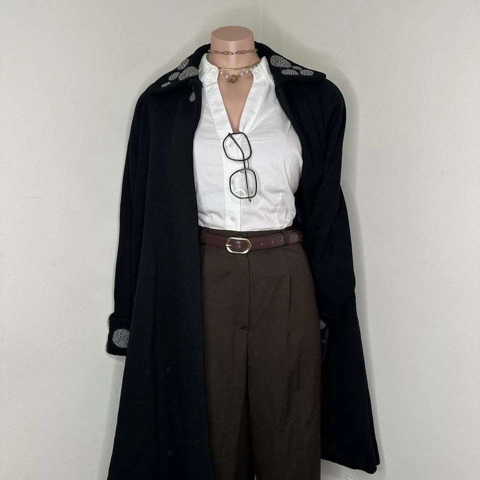 Vintage Black Gothic Work Overcoat Size Small - Image 2 of 4