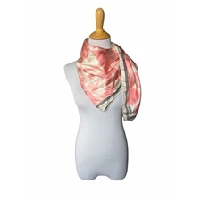 Carlisle 100% Silk Square Scarf 34x34 Pink Abstract Print Designer Accessory