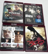 HD DVD Movie Lot of 4 The Bourne Identity, The Departed, 300, Babel Pre-Owned