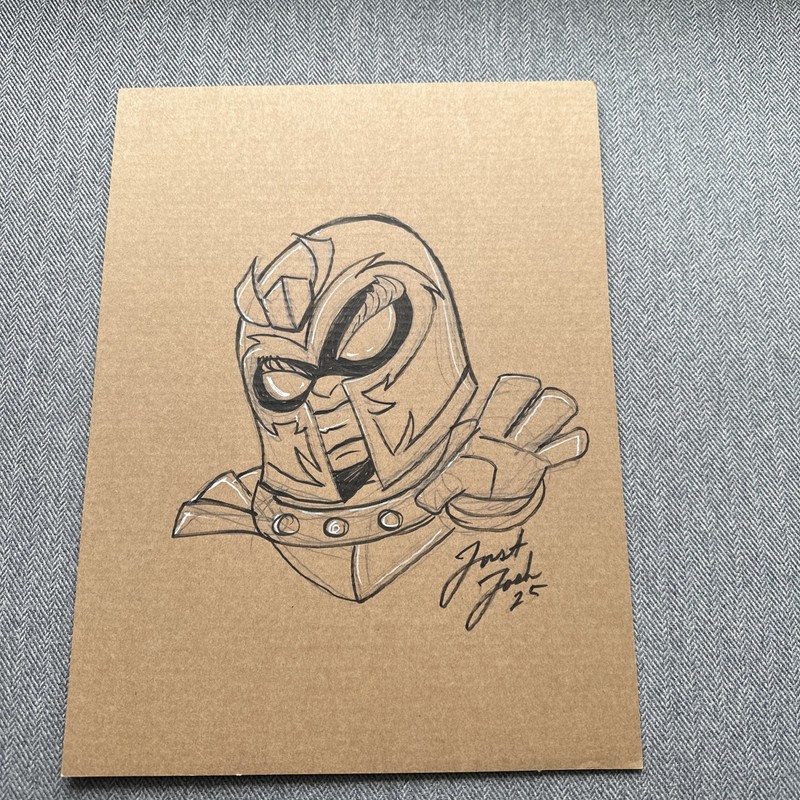 X-men Magneto Original Art on 9x12 Cardboard by Artist Just Josh.